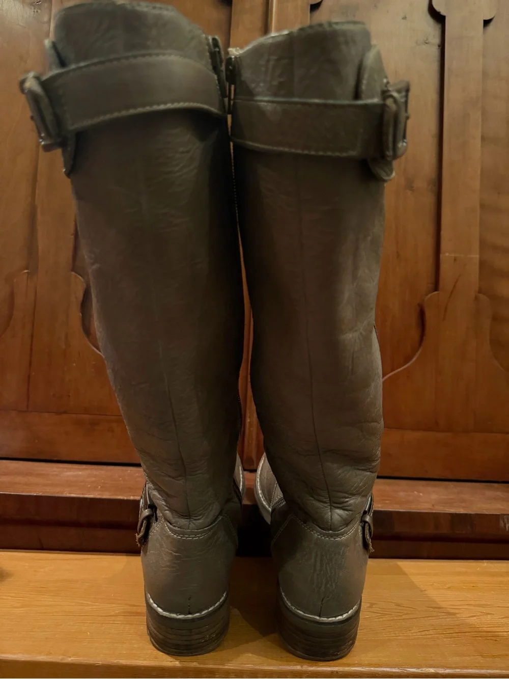 Sofft Tall Leather Riding Boots Buckle Zip 5.5M